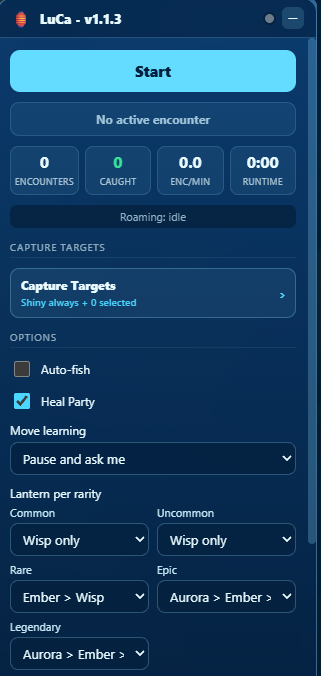LuCa control panel