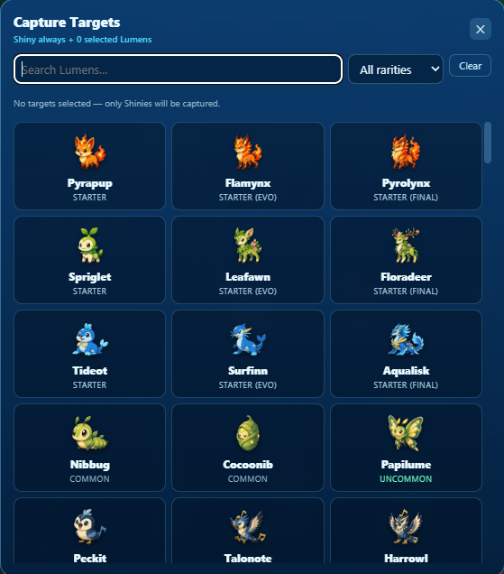 LuCa capture targets screenshot